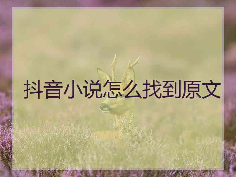 抖音小说怎么找到原文 抖音小说怎么找到原文
