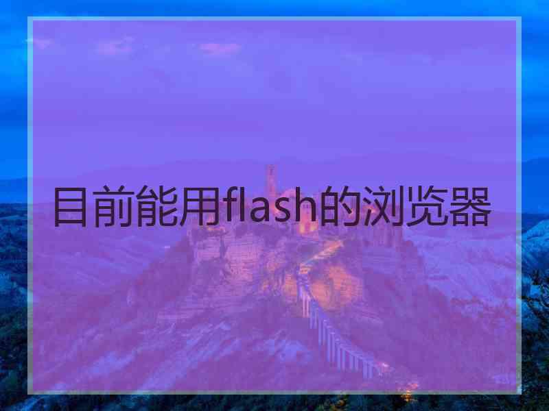 目前能用flash的浏览器 目前能用flash的浏览器