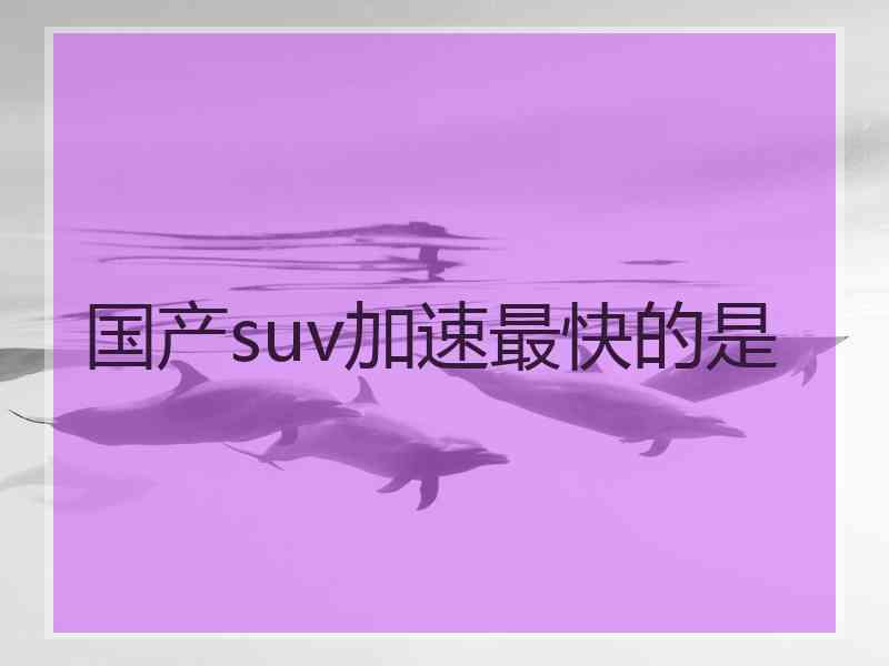 国产suv加速最快的是 国产suv加速最快的是