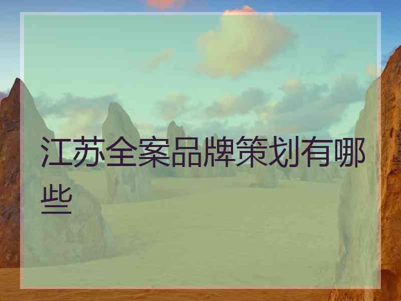 江苏全案品牌策划有哪些 江苏全案品牌策划有哪些