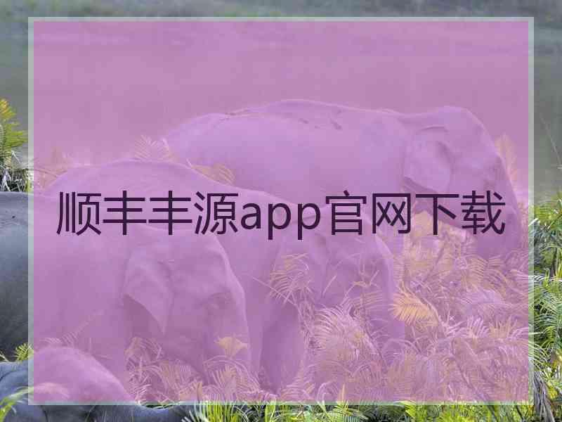 顺丰丰源app官网下载 顺丰丰源app官网下载