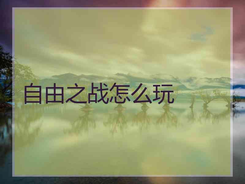 自由之战怎么玩 自由之战怎么玩