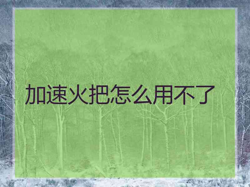 加速火把怎么用不了 加速火把怎么用不了