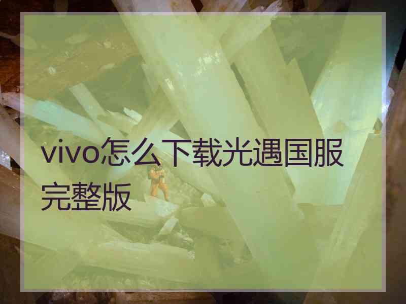 vivo怎么下载光遇国服完整版 vivo怎么下载光遇国服完整版