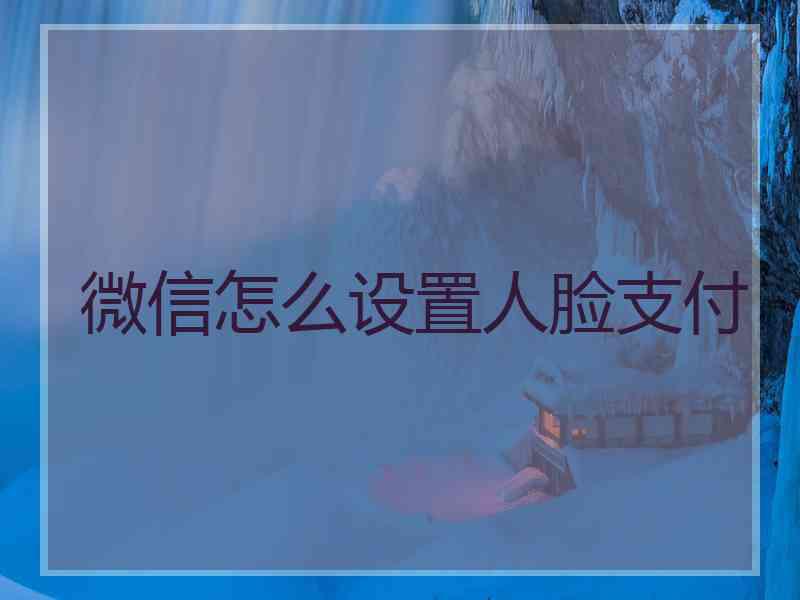 微信怎么设置人脸支付 微信怎么设置人脸支付