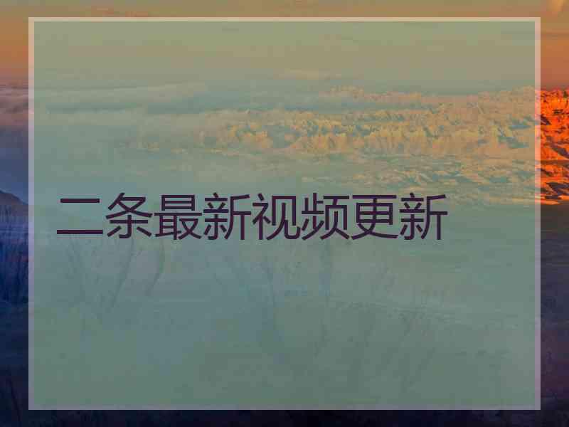 二条最新视频更新 二条最新视频更新