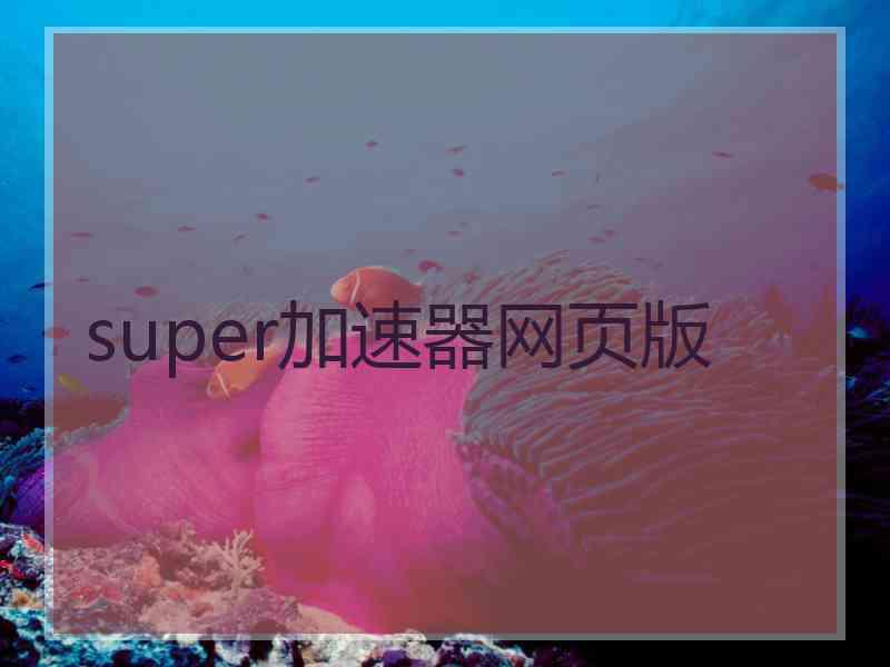 super加速器网页版 super加速器网页版