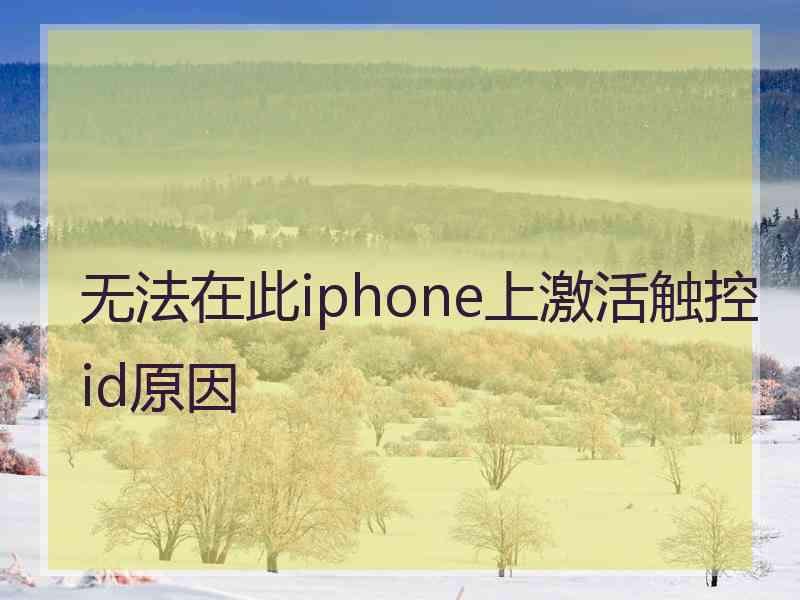 无法在此iphone上激活触控id原因 无法在此iphone上激活触控id原因