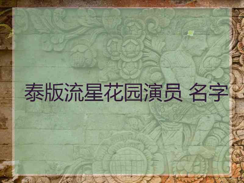 泰版流星花园演员 名字 泰版流星花园演员 名字