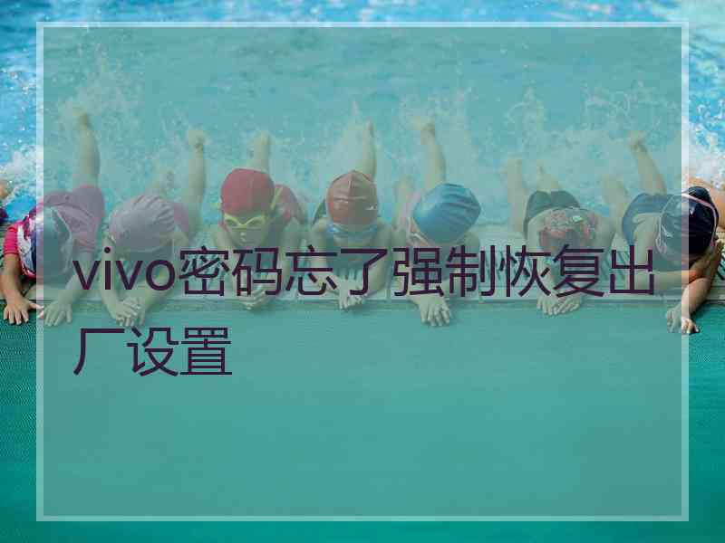 vivo密码忘了强制恢复出厂设置 vivo密码忘了强制恢复出厂设置