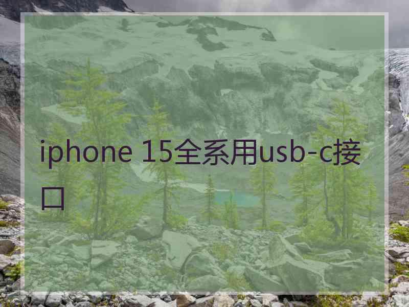 iphone 15全系用usb-c接口 iphone 15全系用usb-c接口