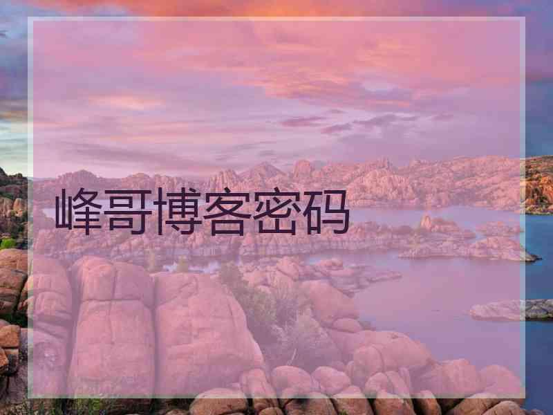 峰哥博客密码 峰哥博客密码