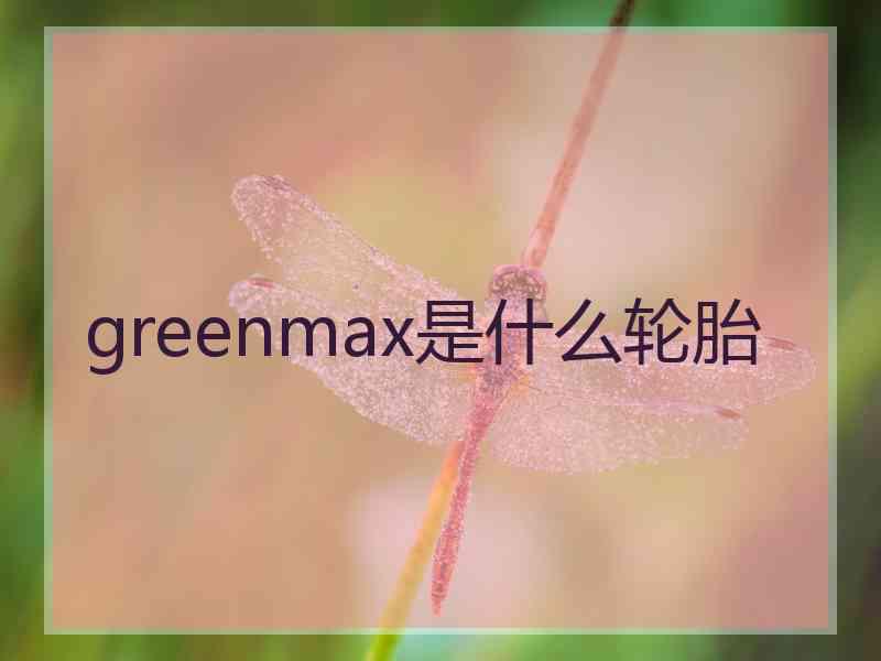 greenmax是什么轮胎 greenmax是什么轮胎