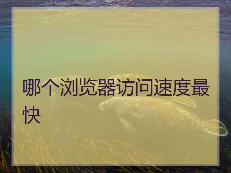 哪个浏览器访问速度最快 哪个浏览器访问速度最快