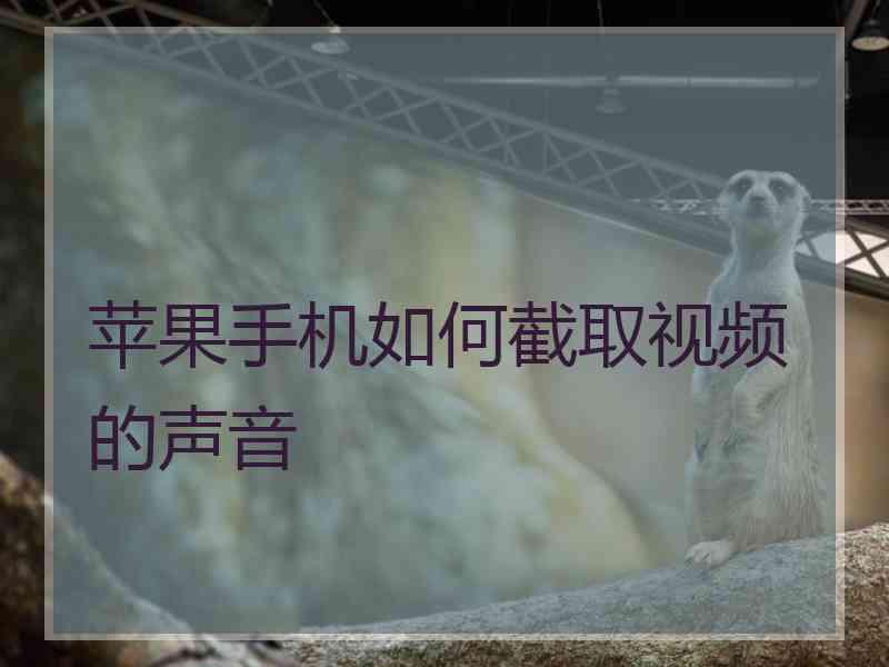 苹果手机如何截取视频的声音 苹果手机如何截取视频的声音