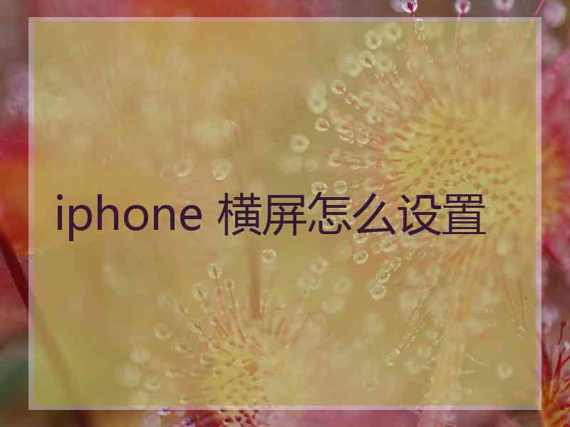 iphone 横屏怎么设置 iphone 横屏怎么设置