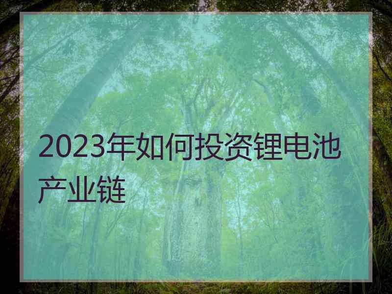 2023年如何投资锂电池产业链 2023年如何投资锂电池产业链