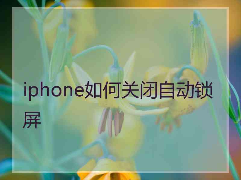iphone如何关闭自动锁屏 iphone如何关闭自动锁屏