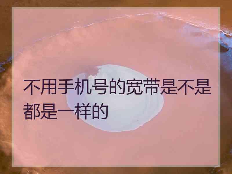 不用手机号的宽带是不是都是一样的 不用手机号的宽带是不是都是一样的