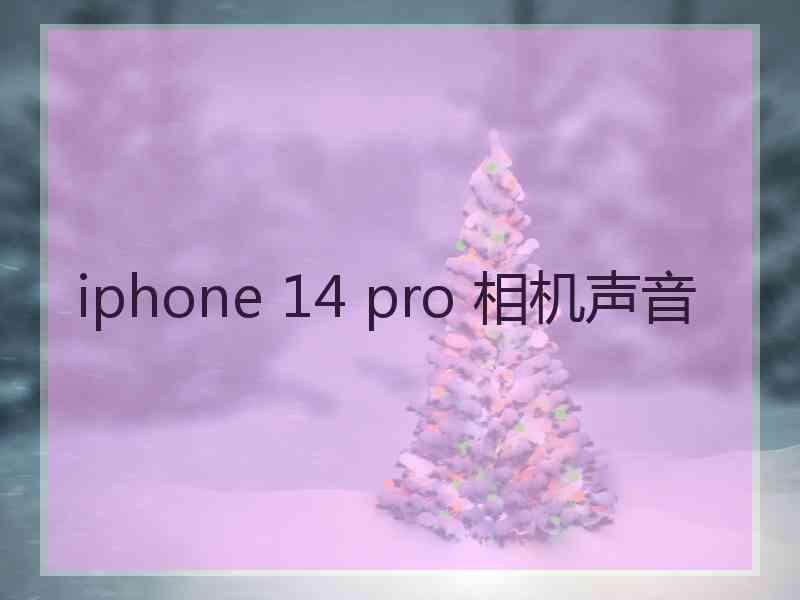 iphone 14 pro 相机声音 iphone 14 pro 相机声音