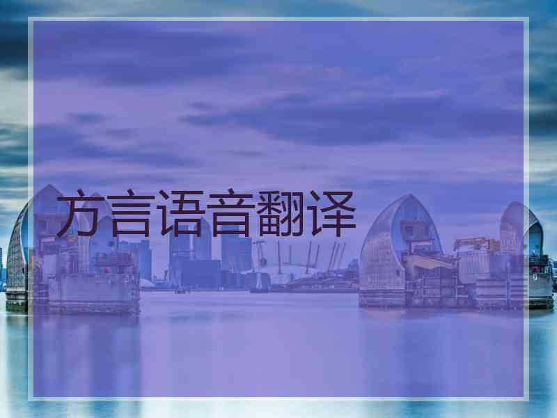 方言语音翻译 方言语音翻译