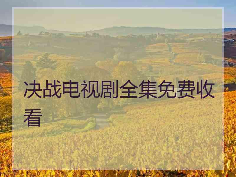 决战电视剧全集免费收看 决战电视剧全集免费收看
