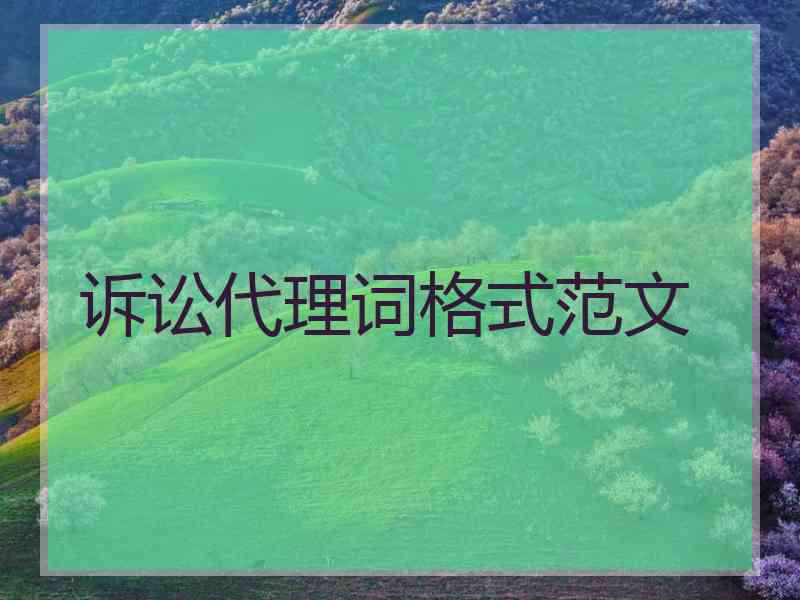 诉讼代理词格式范文 诉讼代理词格式范文