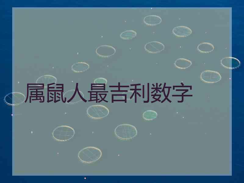 属鼠人最吉利数字 属鼠人最吉利数字
