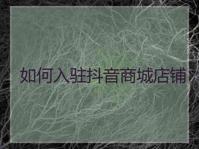 如何入驻抖音商城店铺 如何入驻抖音商城店铺
