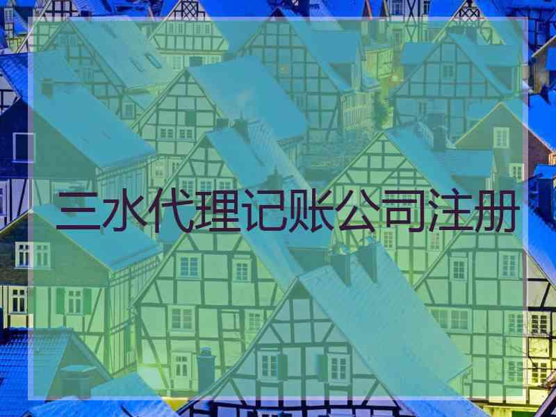 三水代理记账公司注册 三水代理记账公司注册