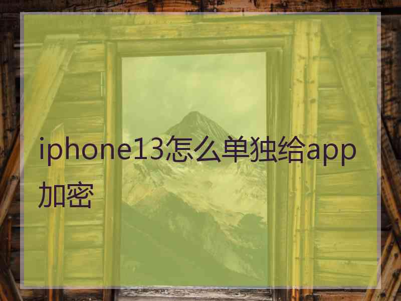 iphone13怎么单独给app加密 iphone13怎么单独给app加密