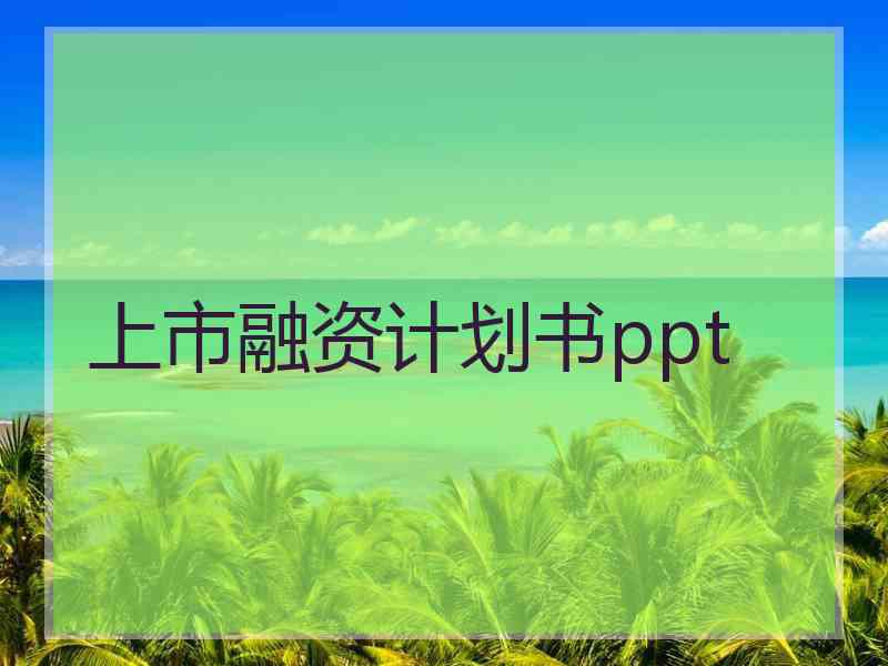 上市融资计划书ppt 上市融资计划书ppt