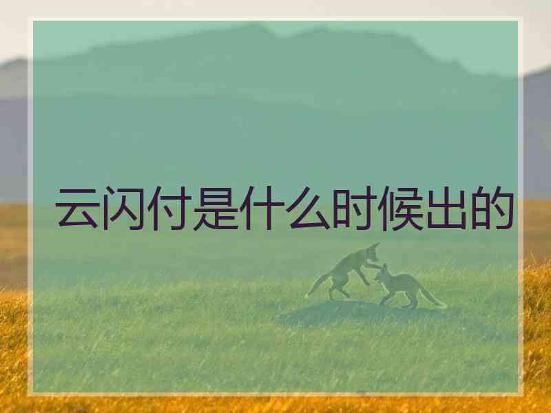 云闪付是什么时候出的 云闪付是什么时候出的