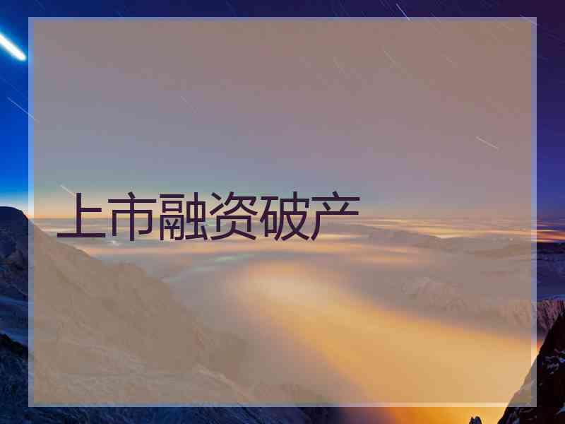 上市融资破产 上市融资破产