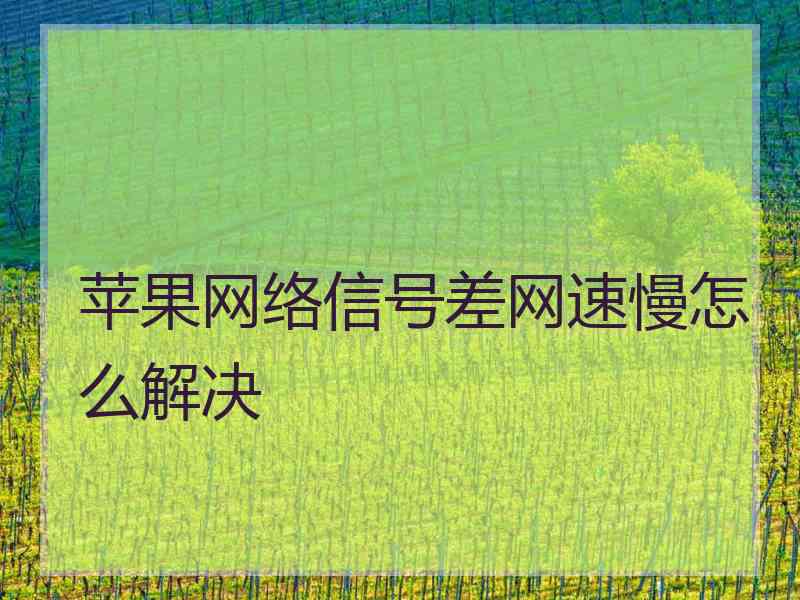 苹果网络信号差网速慢怎么解决 苹果网络信号差网速慢怎么解决