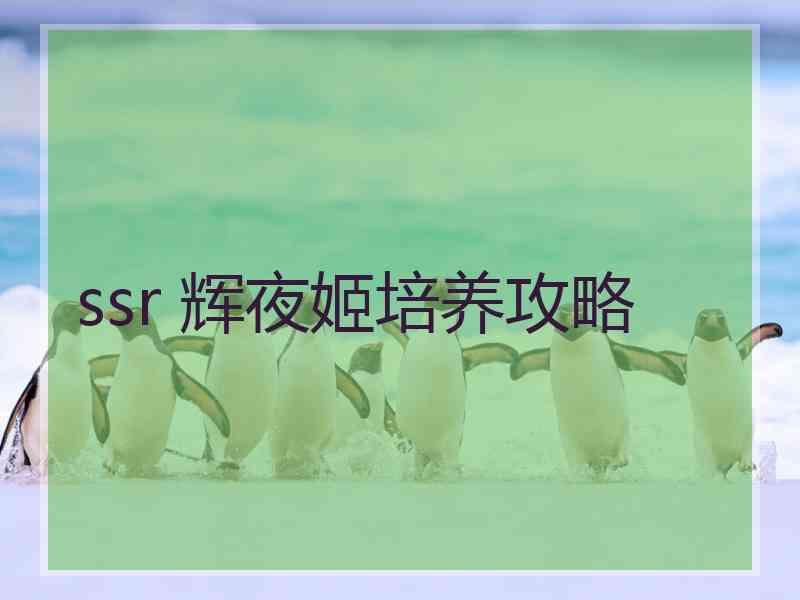 ssr 辉夜姬培养攻略 ssr 辉夜姬培养攻略