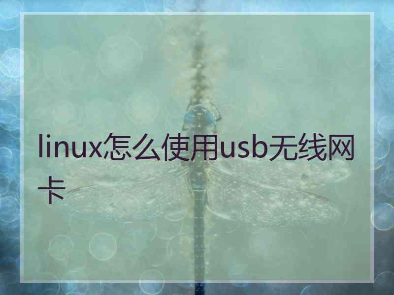 linux怎么使用usb无线网卡