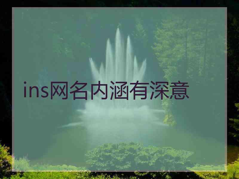 ins网名内涵有深意