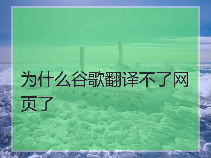 为什么谷歌翻译不了网页了