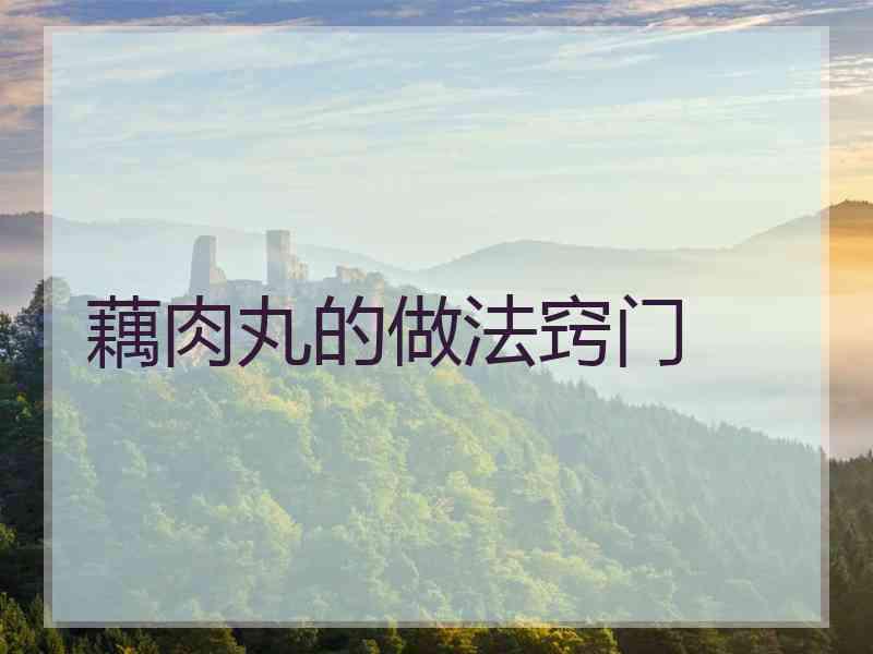 藕肉丸的做法窍门