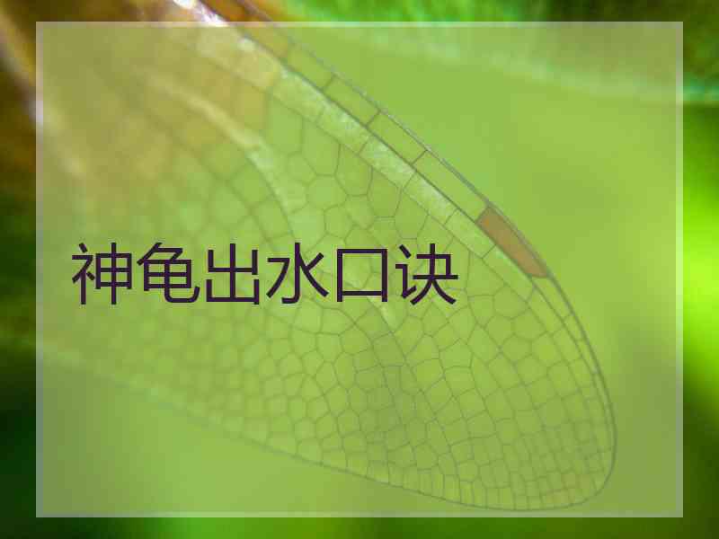 神龟出水口诀