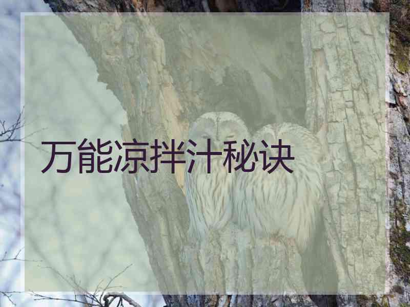 万能凉拌汁秘诀