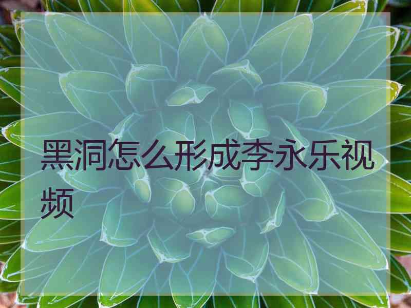 黑洞怎么形成李永乐视频
