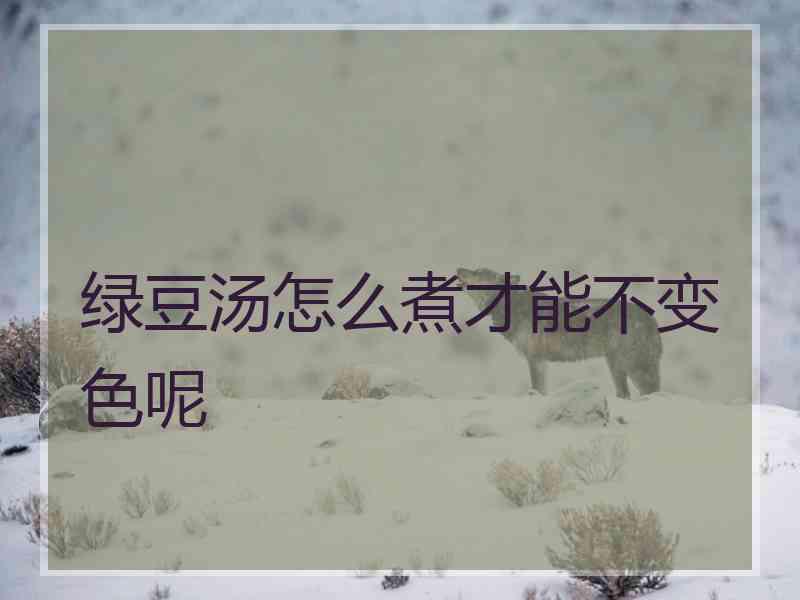 绿豆汤怎么煮才能不变色呢