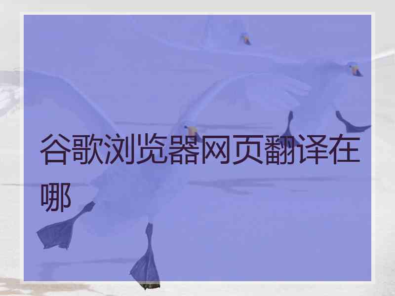 谷歌浏览器网页翻译在哪