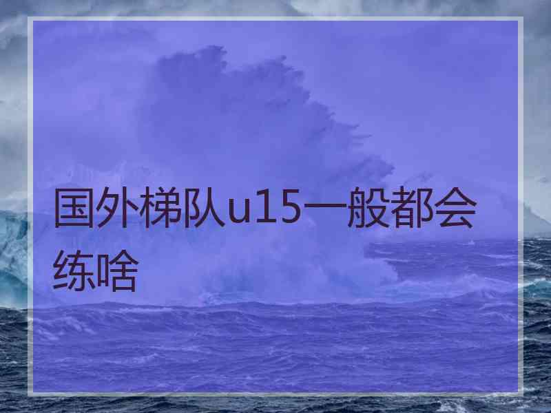 国外梯队u15一般都会练啥