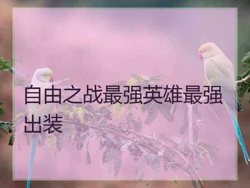 自由之战最强英雄最强出装