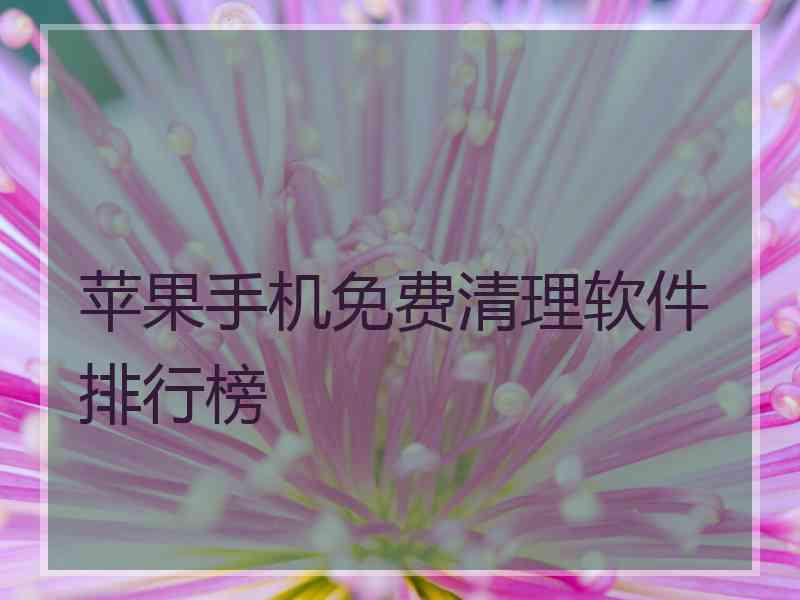 苹果手机免费清理软件排行榜