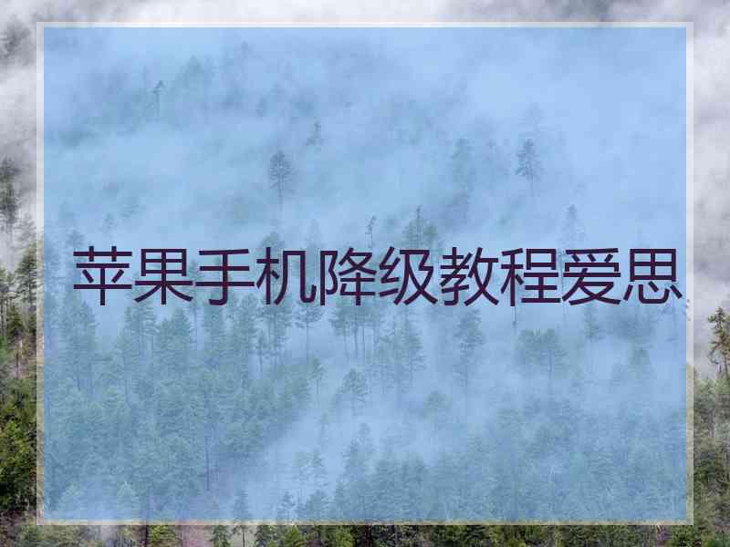 苹果手机降级教程爱思