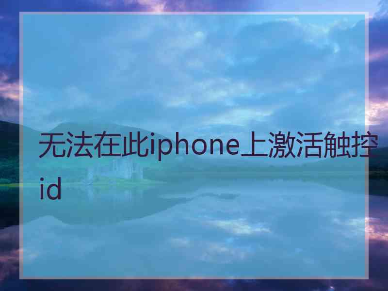 无法在此iphone上激活触控id